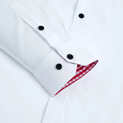 Mens Dress Shirt Long Sleeve Non Iron Fashion Double Layer Business Formal Regular Fit Office Camisa Social Solid Button Shirts