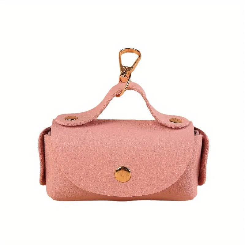 Portable Dog Waste Bag Dispenser With Leather Clip - Durable Polyester