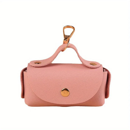 Portable Dog Waste Bag Dispenser With Leather Clip - Durable Polyester