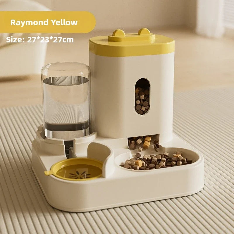 Automatic Cat Dog Feeder with Water Fountain Large Capacity Elevated Bowl Anti-Tip Design for Pets Drinker Accessories