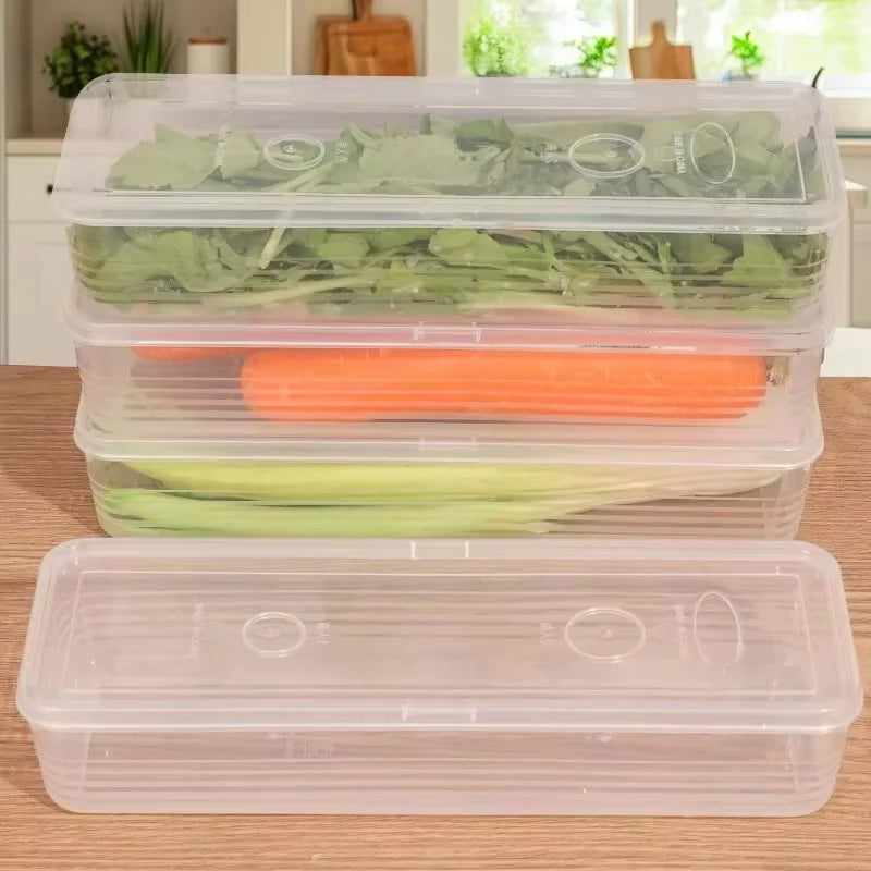Fresh Box Refrigerator Storage Boxes Scallions Food Container with Lid Cold Crisper Sealed Kitchen Fresh Fruit Fridge Organiser