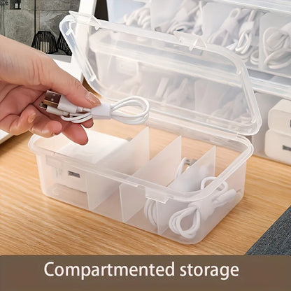 Large Capacity Cable Management Box with Lid Multipurpose Plastic Storage File Box Rectangle Organizer Home Desk Organization