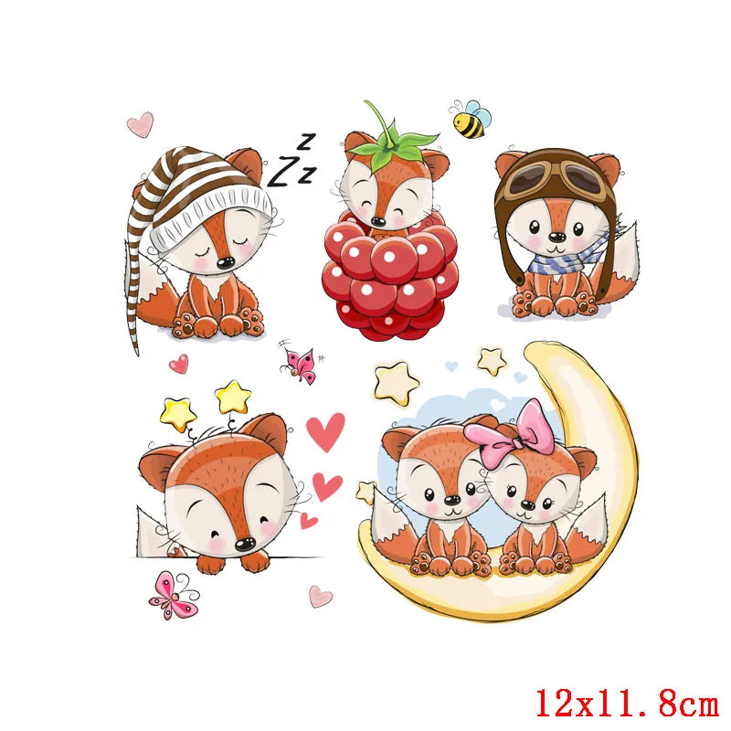 Rainbown Unicorn Heat Thermal Transfer For Clothes Cute Cartoon Iron-On Transfers Sticker On Babys Clothes DIY Aniaml Applique