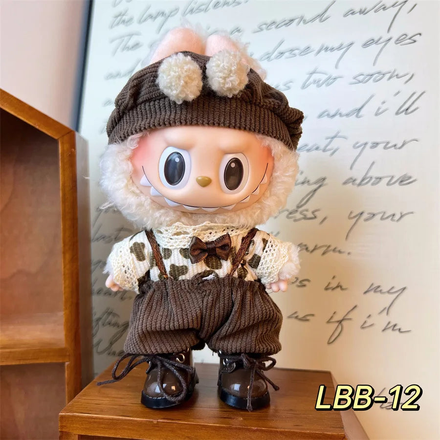 POP Labubu baby clothes 17cm plush vinyl labubu sit-down party first-generation and second-generation suit, clothes only