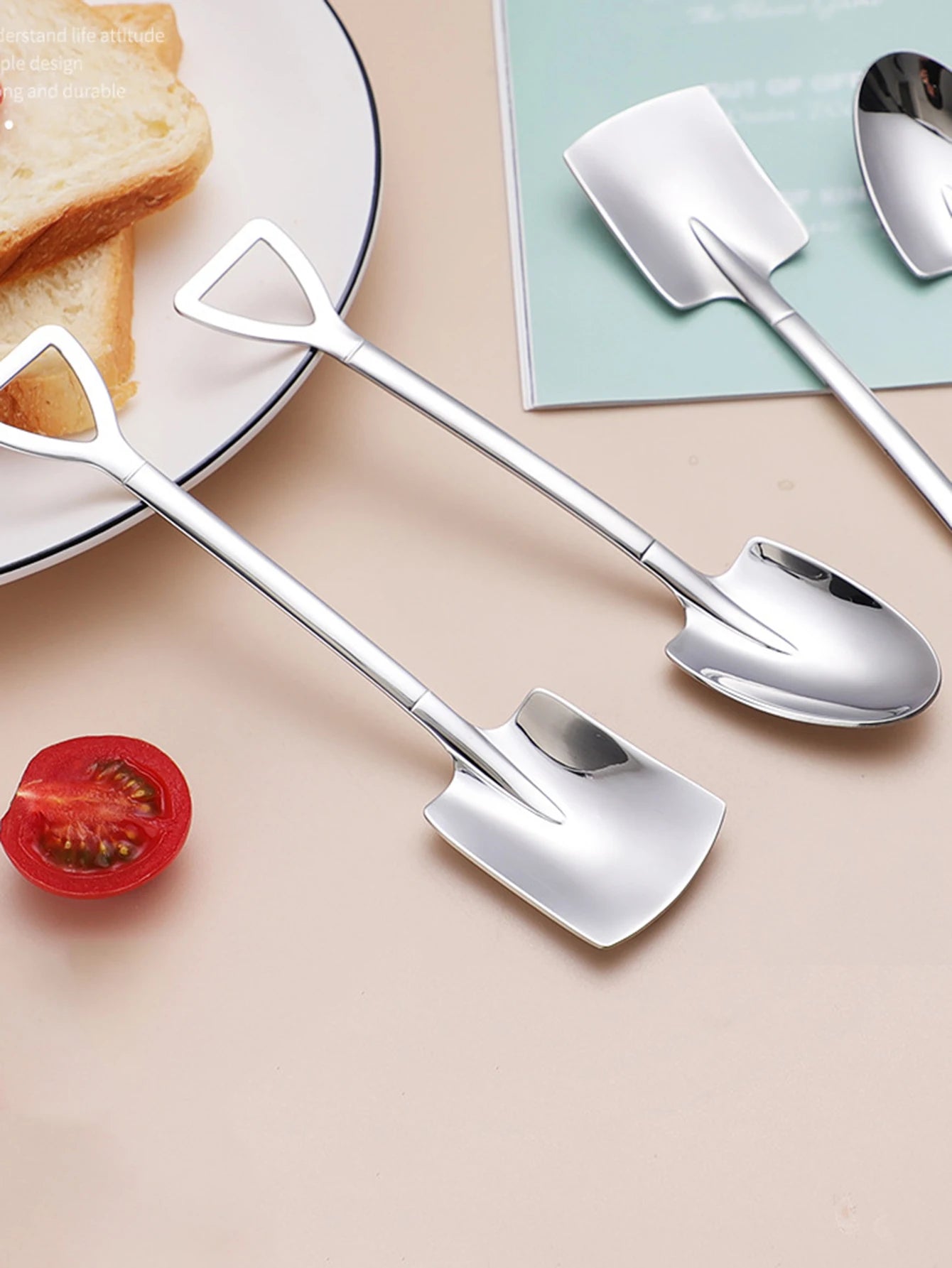 10pcs Stainless steel shovel spoon pointed shovel shovel spoon coffee spoon scoop of ice cream dessert spoon