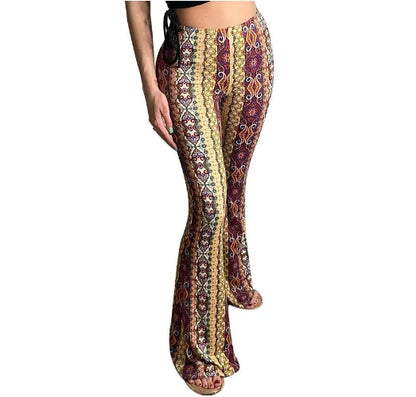 Womens Boho Pants Flare Leggings Hippie Harem Pants Yoga Pants Comfy Bohemian Flowy Hippie Clothes Trousers Bottom Palazzo Pants