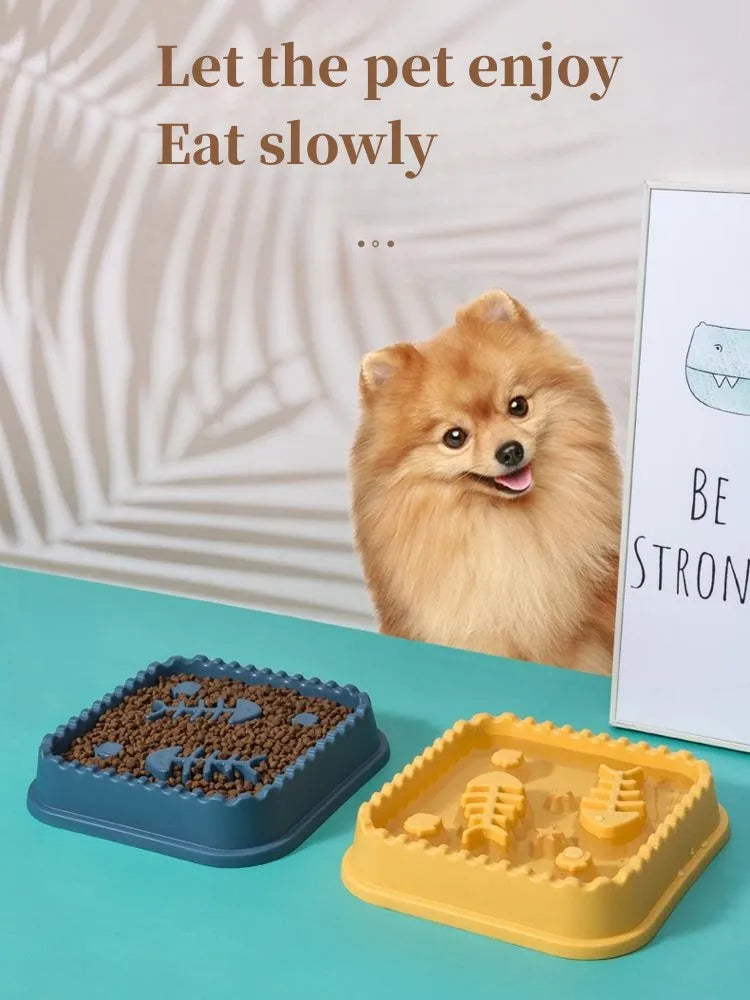 Pet Slow Food Bowl Anti-choking Feeder PP Plastic Dish Bowl Home Dog Eating Plate Anti-gulping Feeding Supplies