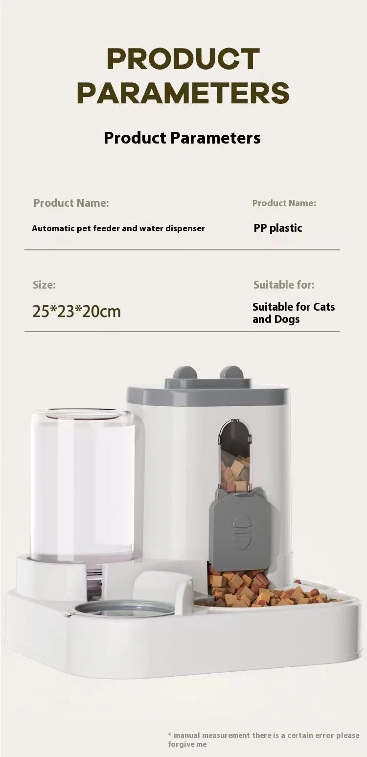 Automatic Feeder with Spill Proof Design with Water Fountain Pet Food Dispenser for Small Medium Large Cats Dogs