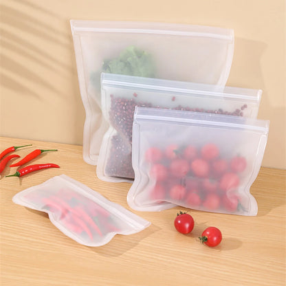 Reusable Food Storage Bag Stand Up Zip Shut Bag Leakproof Containers Fresh Vegetables Fruits Storage Bag Fresh Wrap Ziplock Bag
