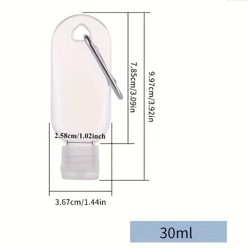 5pcs Leak-Proof Travel Squeeze Bottles with Keychains - 30ml Refillable, Portable Containers for Hand Sanitizer Toiletries