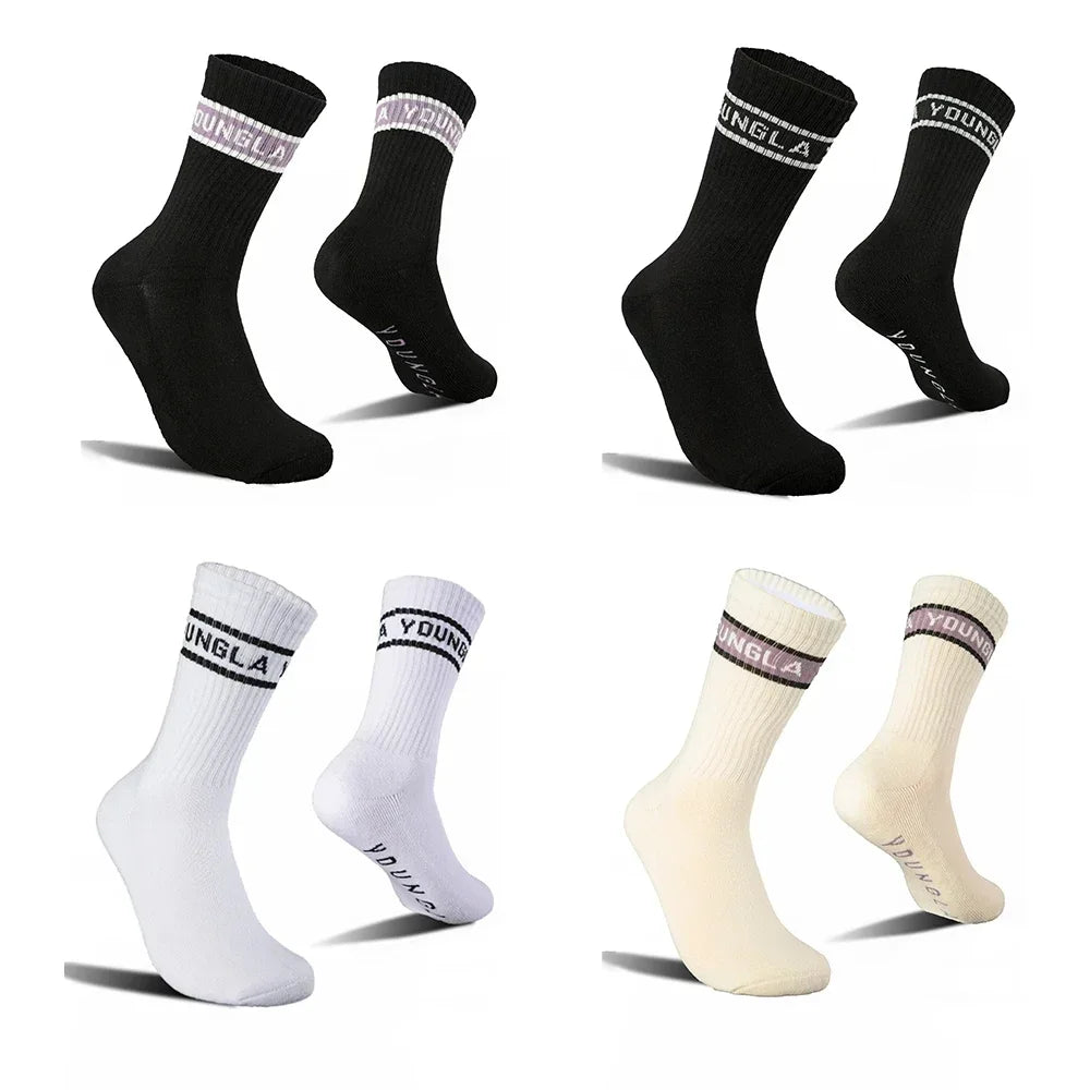 Young Sports Socks Gym Hombre Long Socks 4-Pairs High Top Socks Unisex Fitness Workout Sock Soft Comfort Breathable Street Style