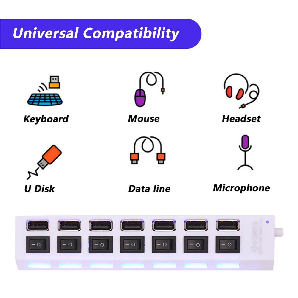 High Speed 7 Port USB 2.0 Multi Splitter USB Hub 2.0 Usb Power Adapter Multiple Expander Switch 4 Ports Hub Docking Stations
