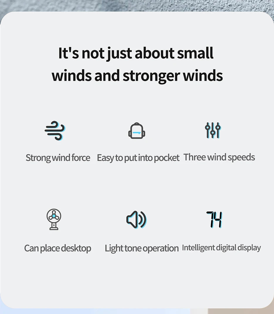 Portable Handheld Fan, Fan 6 Speed Wind LED Display Personal Mini Travel Fan  Hand Held Fan USB Foldable Electric Fan