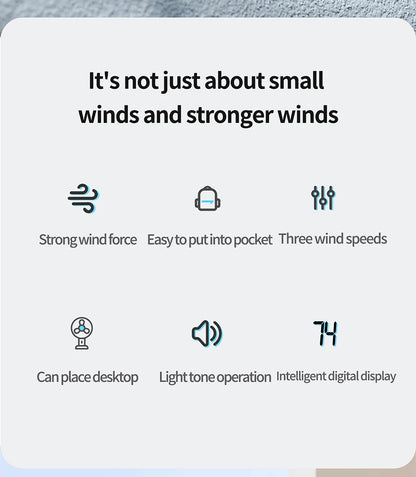 Portable Handheld Fan, Fan 6 Speed Wind LED Display Personal Mini Travel Fan  Hand Held Fan USB Foldable Electric Fan