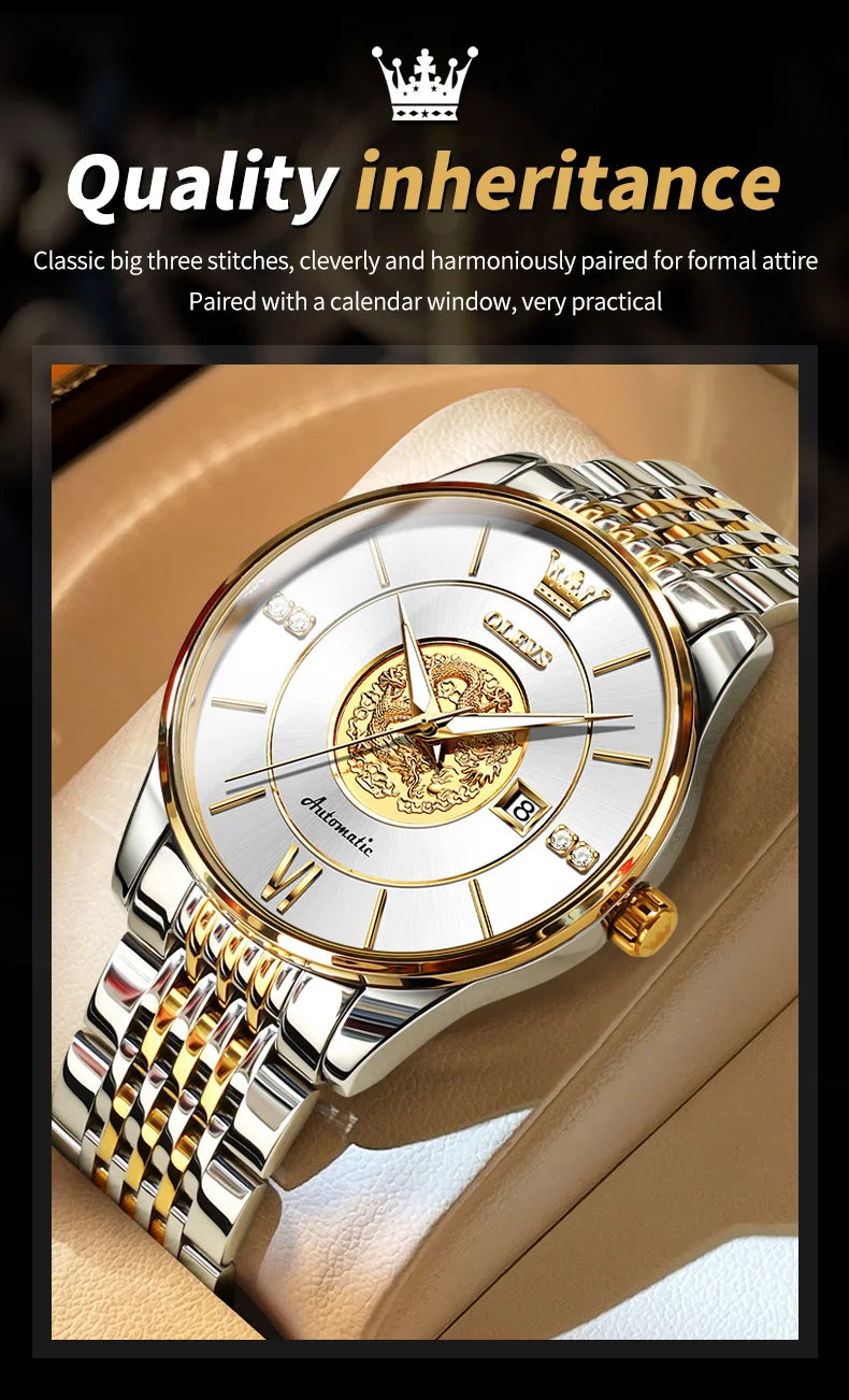 OLEVS brand watch Xianglong relief fully automatic mechanical watch men's watch men's watch 6693