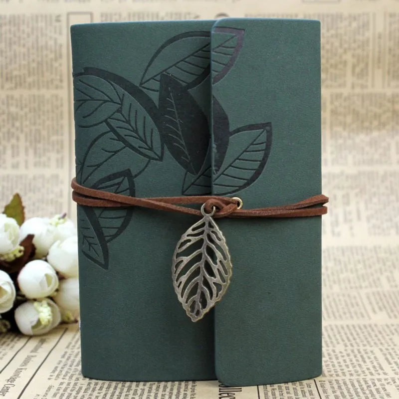 1PC Retro Leaf Notebook School Office Stationery Diary Notepad Literature PU Leather Note Book Traveler Journal Planners Gifts