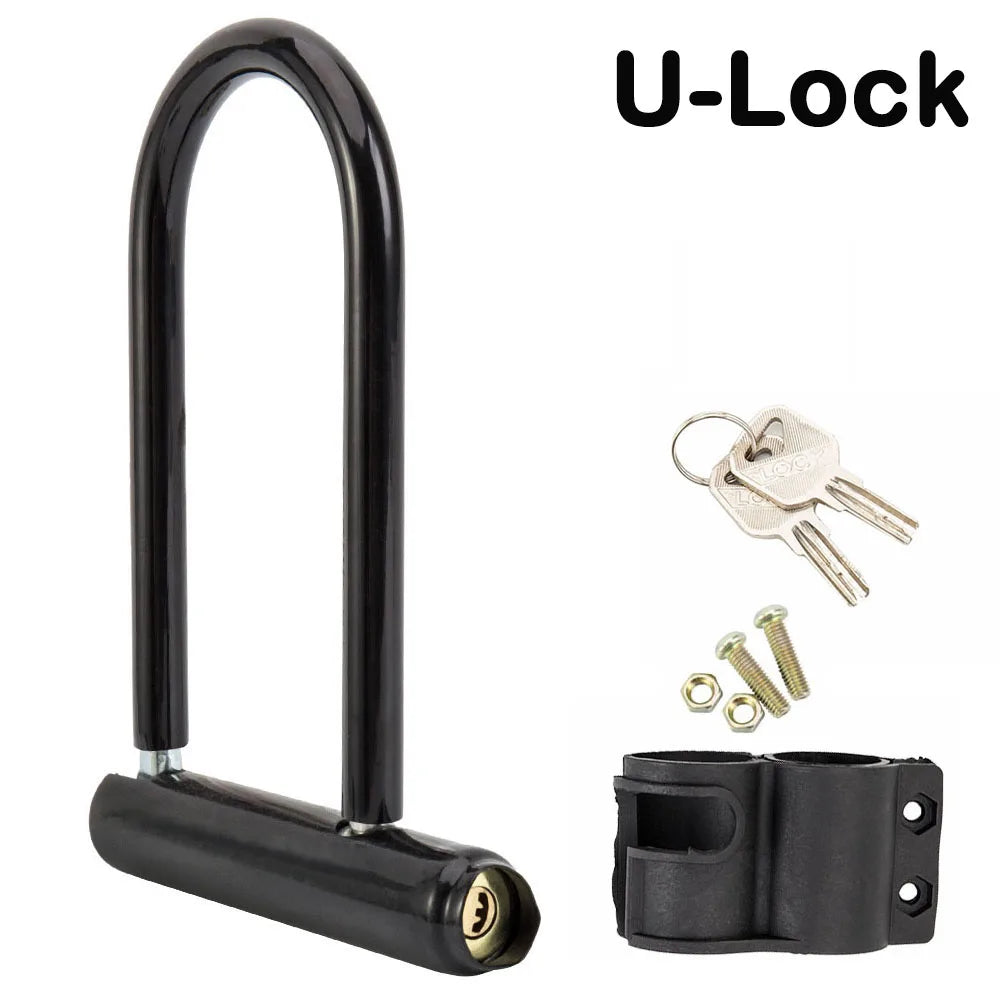 1/2 Set Bicycle U Lock Portables Mini Bike Wheel Lock With Key Anti-theft Safety Motorcycle Scooter Cycling Bicycle Accessories