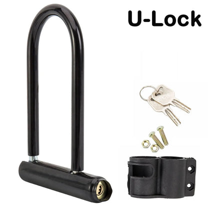 1/2 Set Bicycle U Lock Portables Mini Bike Wheel Lock With Key Anti-theft Safety Motorcycle Scooter Cycling Bicycle Accessories
