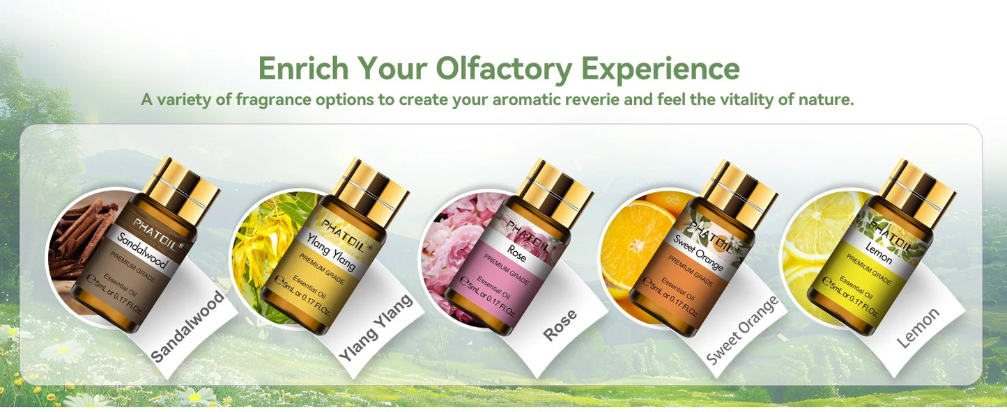 PHATOIL 15 Bottles Essential Oils Set-5ml Lavender Eucalyptus Vanilla Peppermint Rose Lemon Cinnamon Aromatherapy Essential Oils