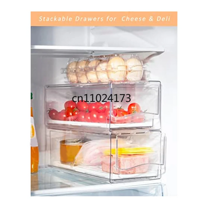 Refrigerator Organizer Bins With Pull Out Drawers Fridge Produce Drawer Set For Save Vertical Space Durable