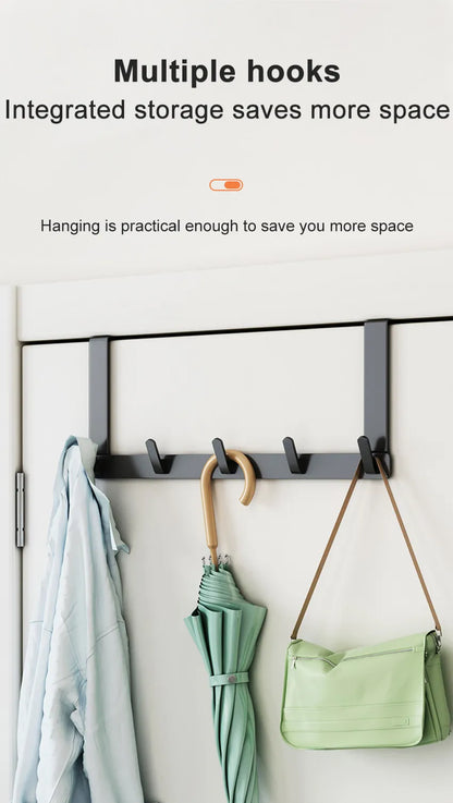 Hooks Over The Door Bathroom Organizer Rack Durable Hanging Row Hook Holder Clothes Coat Hat Towels Hanger Storage 5/6/7 Hooks