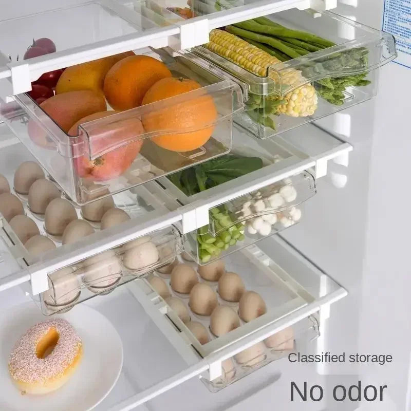 NEW Refrigerator Drawer Plastic Clear Fridge Organizer Slide Under Shelf Drawer Box Rack Holder Kitchen Fruit Food Storage Box