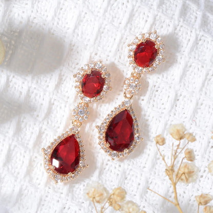 Fashion necklace accessories women's earring Jewelry sets bride's wedding zircon water drop girls earrings for women jewellery