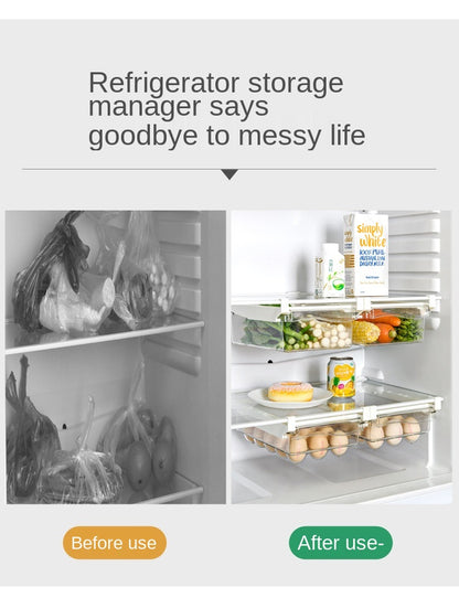 NEW Refrigerator Drawer Plastic Clear Fridge Organizer Slide Under Shelf Drawer Box Rack Holder Kitchen Fruit Food Storage Box