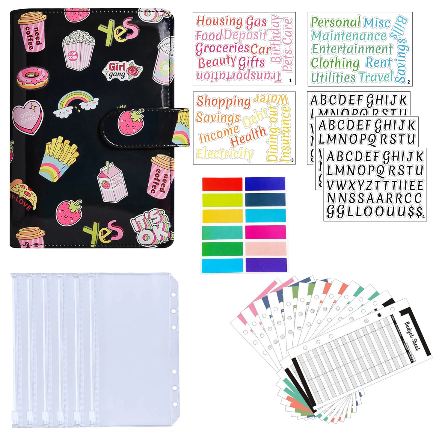 A6 Binder Cash Envelopes for Budgeting Money Organizer for Cash Money Envelopes for cash Leather A6 Binder with zipper