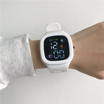 Sports Electronic Watch for Kids Children LED Digital Watch Big Dial Silicone Football Sports Watch Boys Girls Student Clock
