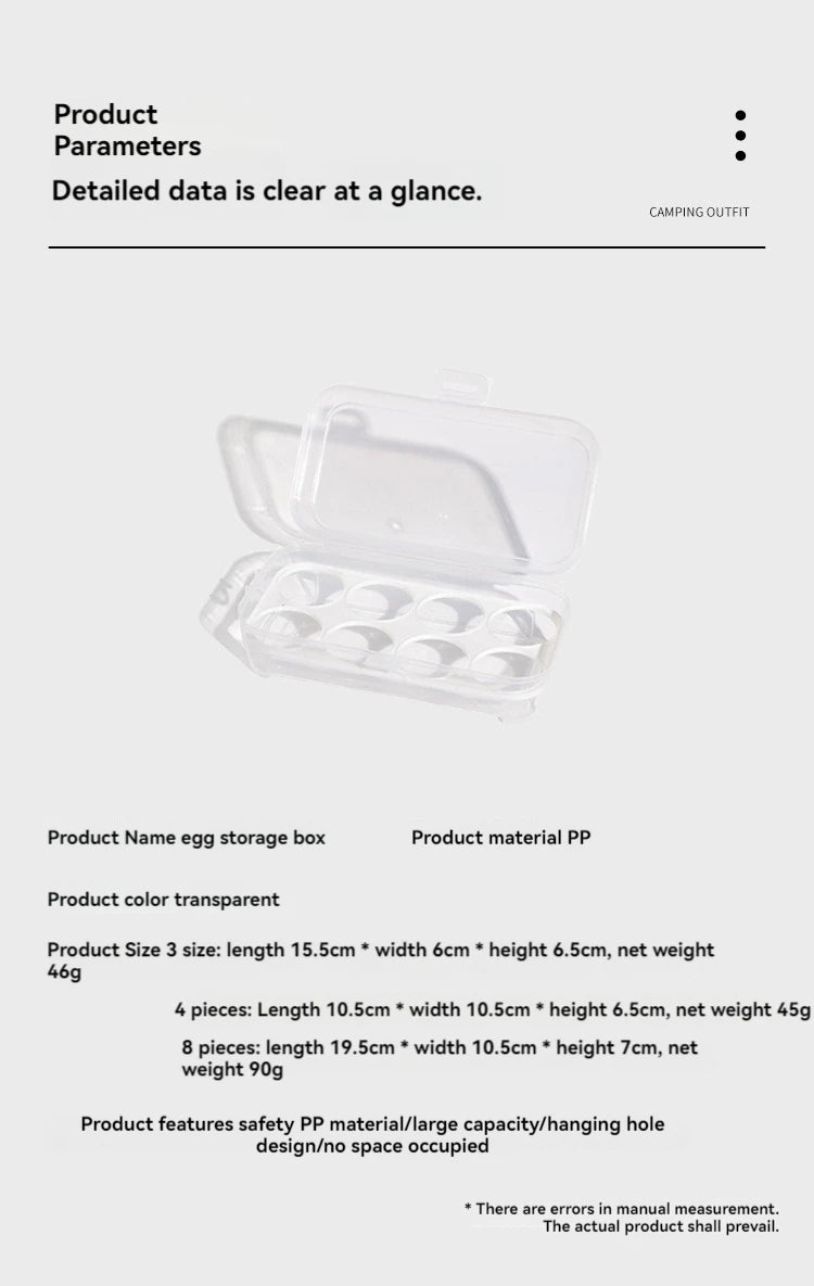 Egg Storage Box With Lid Kitchen Refrigerator Egg Box Egg Drop Rack Egg Storage Box Fridge Egg Organizer 3/4/8 Grid Egg Tray