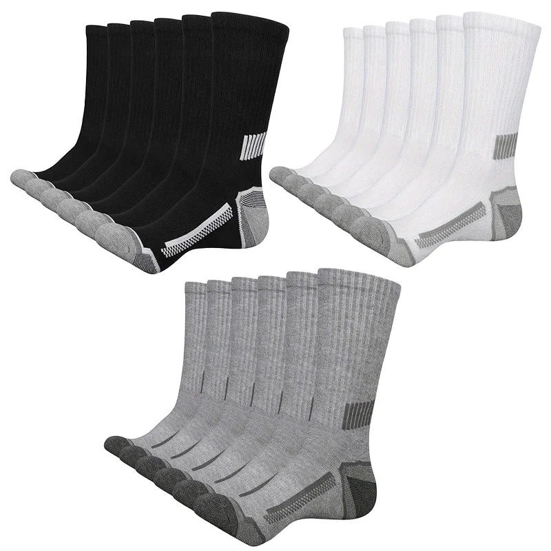 6 Pairs of MEN'S Sports Socks, Sweat Absorbing, Comfortable and Breathable, Suitable for Basketball Training and Outdoor Running