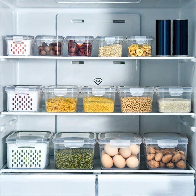 Refrigerator Storage Box Fridge Organizer Fresh Vegetable Fruit Boxes Drain Basket Containers Pantry Kitchen