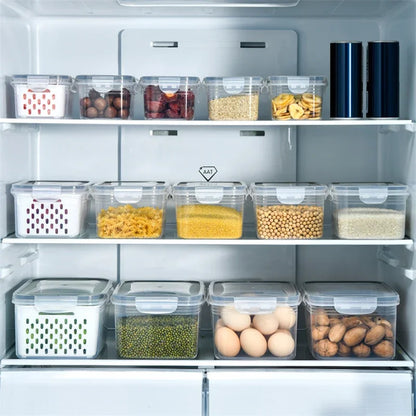 Refrigerator Storage Box Fridge Organizer Fresh Vegetable Fruit Boxes Drain Basket Containers Pantry Kitchen