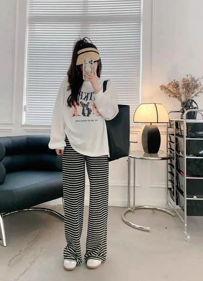 2025 Maternity Pants Home Clothes for Pregnant Women Leisure Belly Support Clothing Pregnancy Striped Trousers Woman Summer Kids