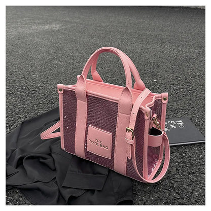 Women's Tote Bag Sequin Shoulder Bag PU Leather Large Capacity Luxury Designer The Tote Bag For Women Crossbody Bags 2024 New