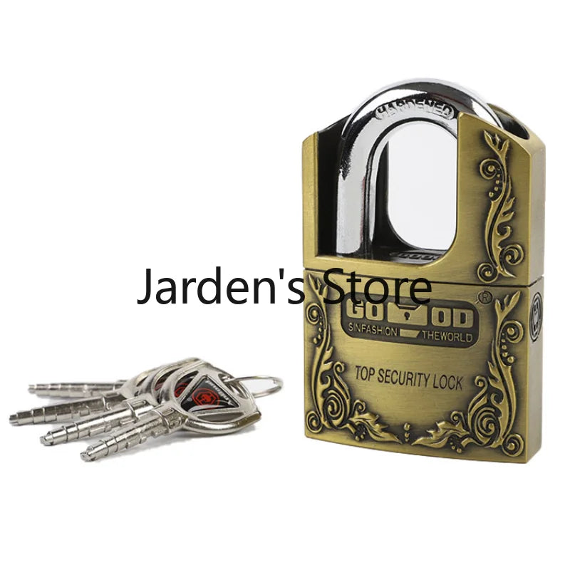 Strong Padlock with Key Outdoor Door Locks Classical Solid Dormitory Lock Anti-theft Warehouse Barn Big Cabinet Rustproof Locks