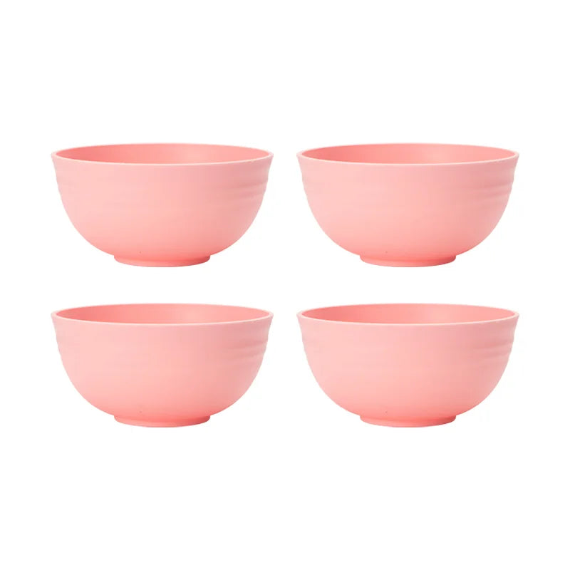 4/6/8pcs Pink cereal bowl Reusable household plastic dinner bowl can hold food dessert cereal outdoor camping bowl
