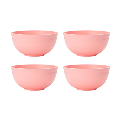 4/6/8pcs Pink cereal bowl Reusable household plastic dinner bowl can hold food dessert cereal outdoor camping bowl