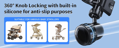 Hipacool Baby Stroller Handheld Fan Holder Clip Adjustable Universal Handheld Fan Turn to Clip-on Fan Baby Stroller Accessories