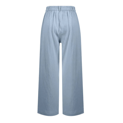 Womens Casual Wide Leg Pants High Waisted Button Down Straight Long Trousers Palazzo Pants Elegant Woman Flared Pants Youthful