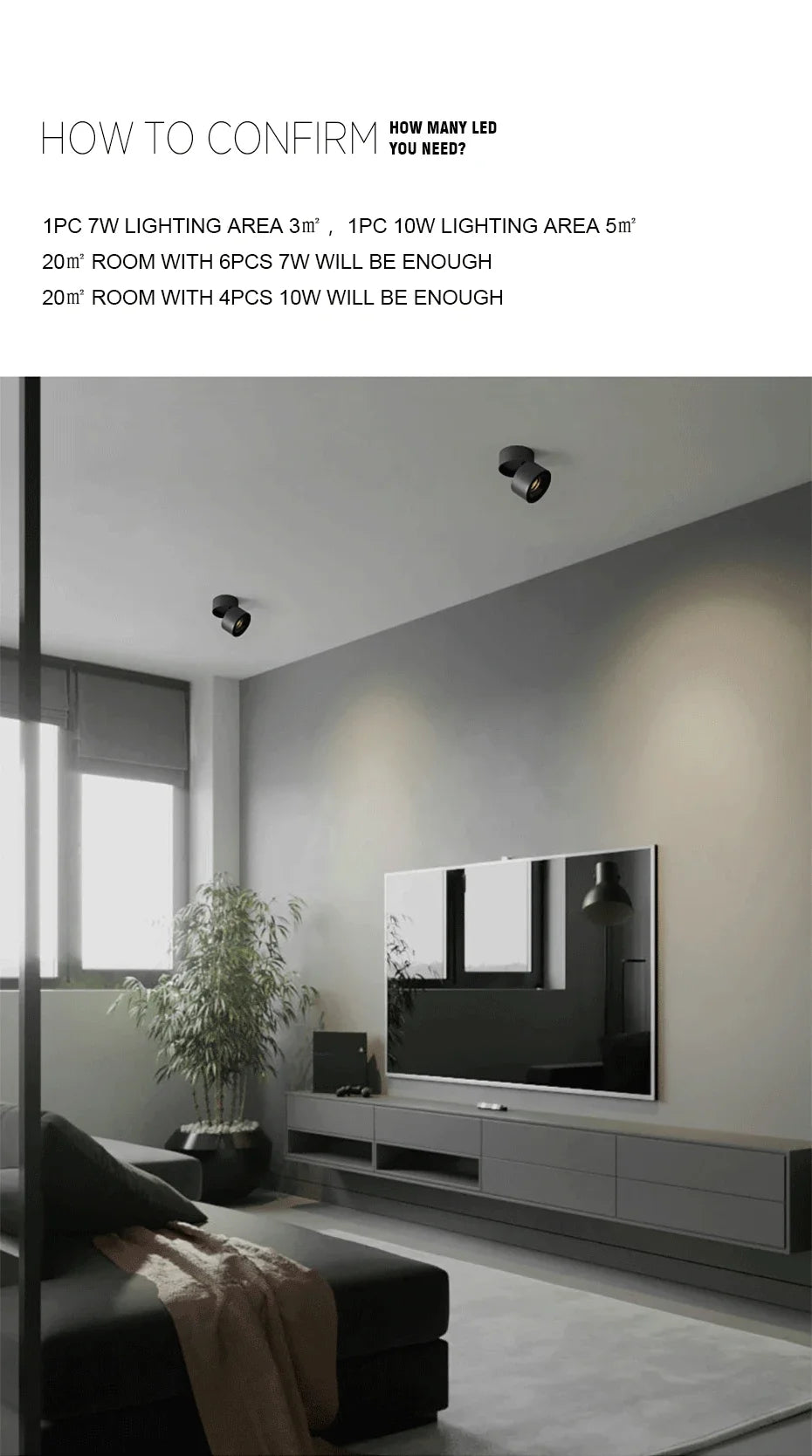 Led Spotlights Foldable Downlight Wall Spot Led Lamp Focos Ceiling Lamp Surface Mounted Indoor Lighting for Living Room Kitchen