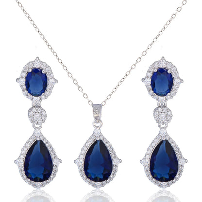 Fashion necklace accessories women's earring Jewelry sets bride's wedding zircon water drop girls earrings for women jewellery