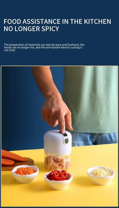 Electric Mini Garlic Vegetable Chopper Garlic Masher Portable Chopper Multi Function Meat Grinder Masher Machine  Usb Charging