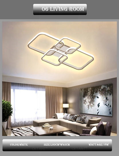 Modern LED Ceiling Light 4 Rings Black White Home Decor Lamp For Bedroom Living Room Restaurant Hotel Indoor Led Lighting Lustre