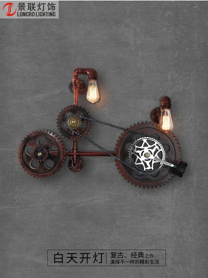 Industrial Style Wall Lamp Living Room Personalized Creative Gear Water Pipe Bedroom Decorative Wall Hangings Wall Retro Lamps