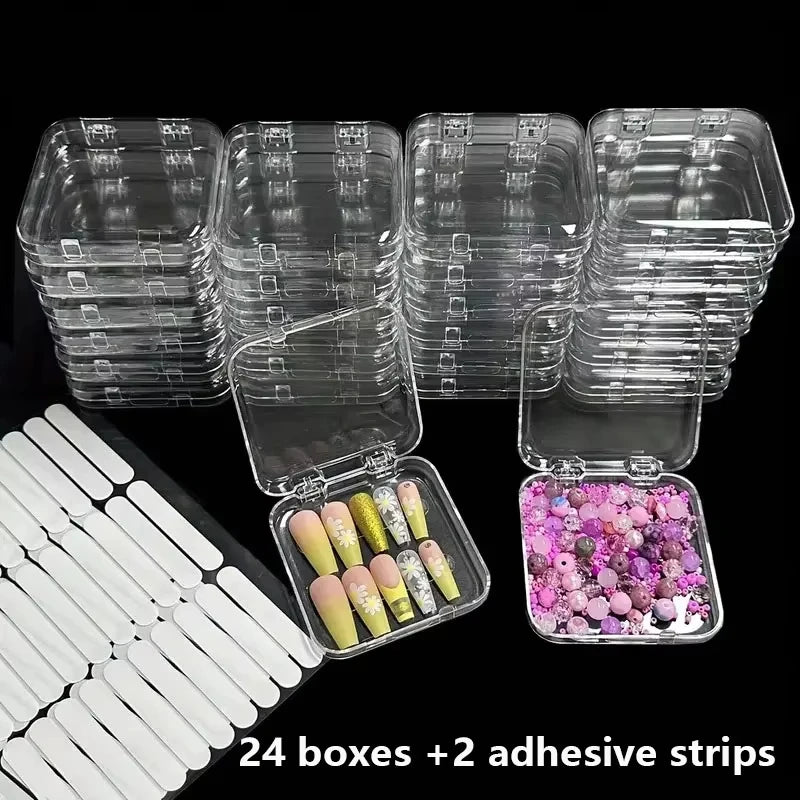 20pcs Press On Nail Packaging Boxes With Double Sided Adhesive Nail Tape Acrylic Press On Nail Storage Box in 4 Colors For Nail