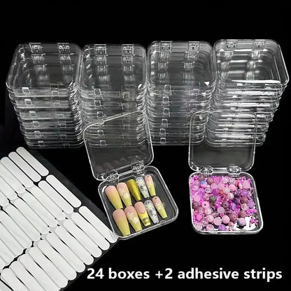 20pcs Press On Nail Packaging Boxes With Double Sided Adhesive Nail Tape Acrylic Press On Nail Storage Box in 4 Colors For Nail