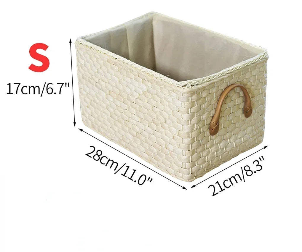 Hand-woven Storage Basket Household Laundry Baskets Outdoor Picnic Boxes Portable Toy Clothes Organizer Bedroom Desktop Decor