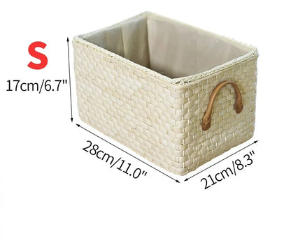 Hand-woven Storage Basket Household Laundry Baskets Outdoor Picnic Boxes Portable Toy Clothes Organizer Bedroom Desktop Decor